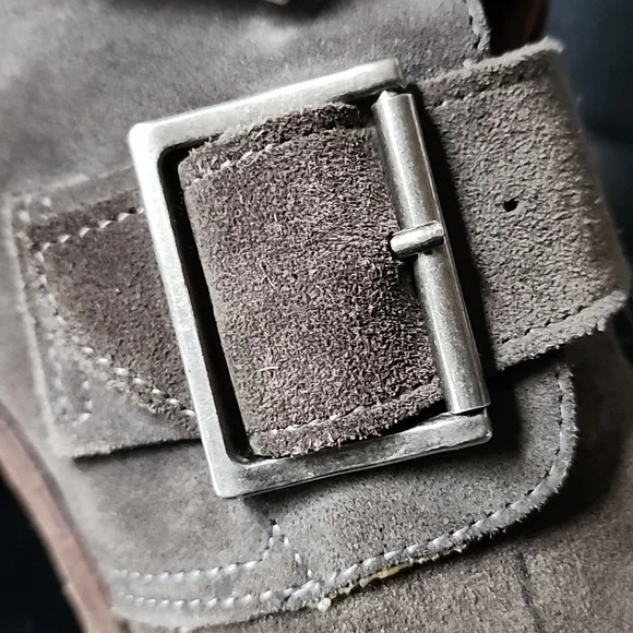 Frye Sabrina Double Buckle Suede Ankle Boots Size 10 - Picture 10 of 12